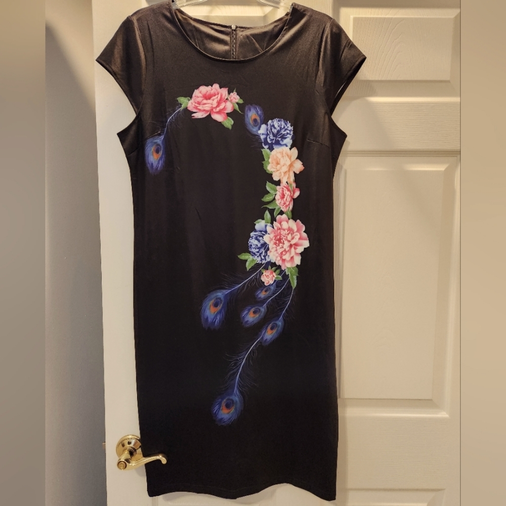 Black Imported with flowers Womens Dress